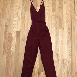Long dark red paint suit